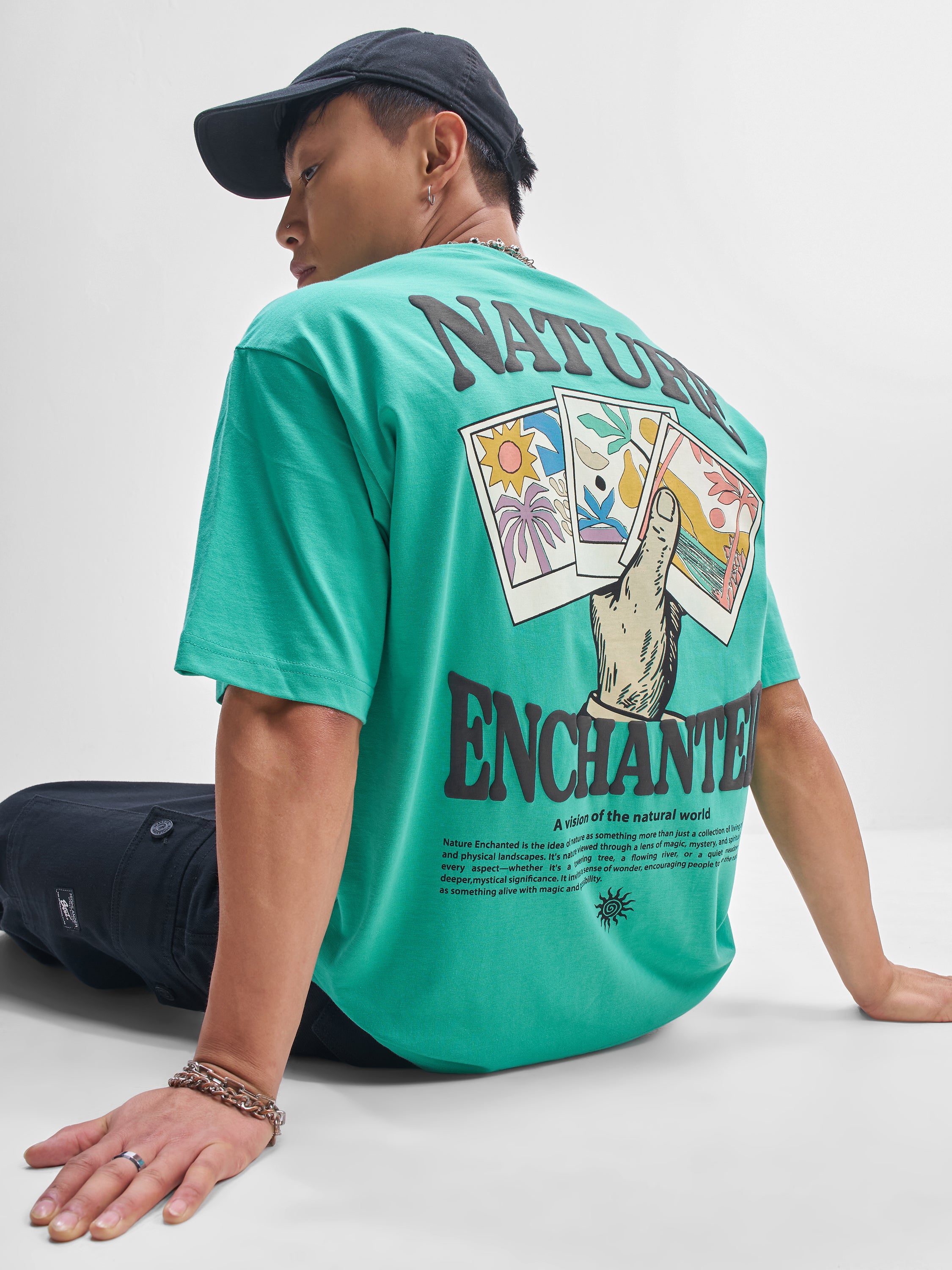 Highlander Men Turquoise Printed Round Neck T-Shirt - Turquoise - Image 1