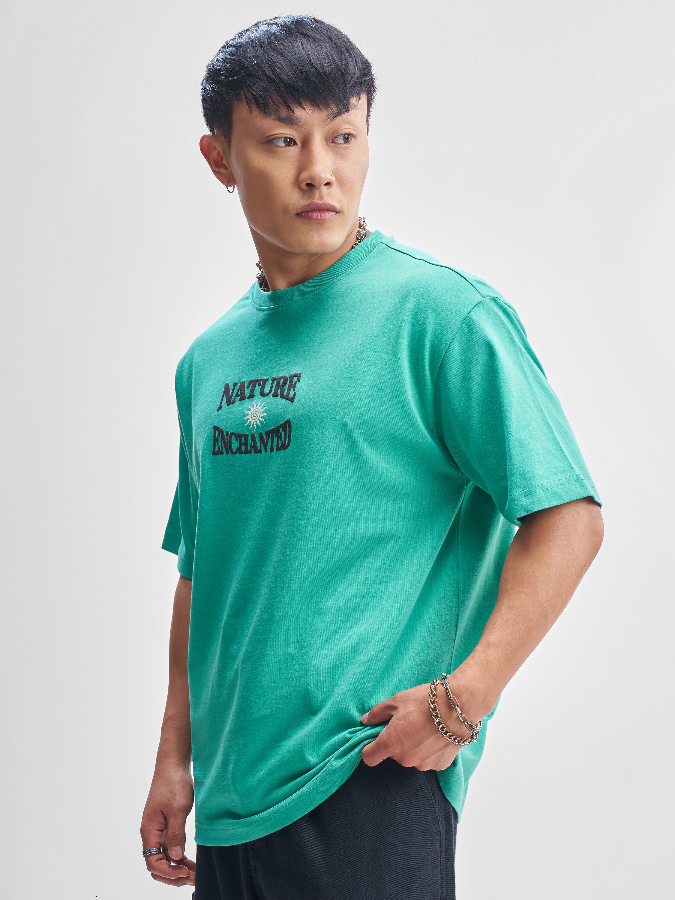 Highlander Men Turquoise Printed Round Neck T-Shirt - Turquoise - Image 4