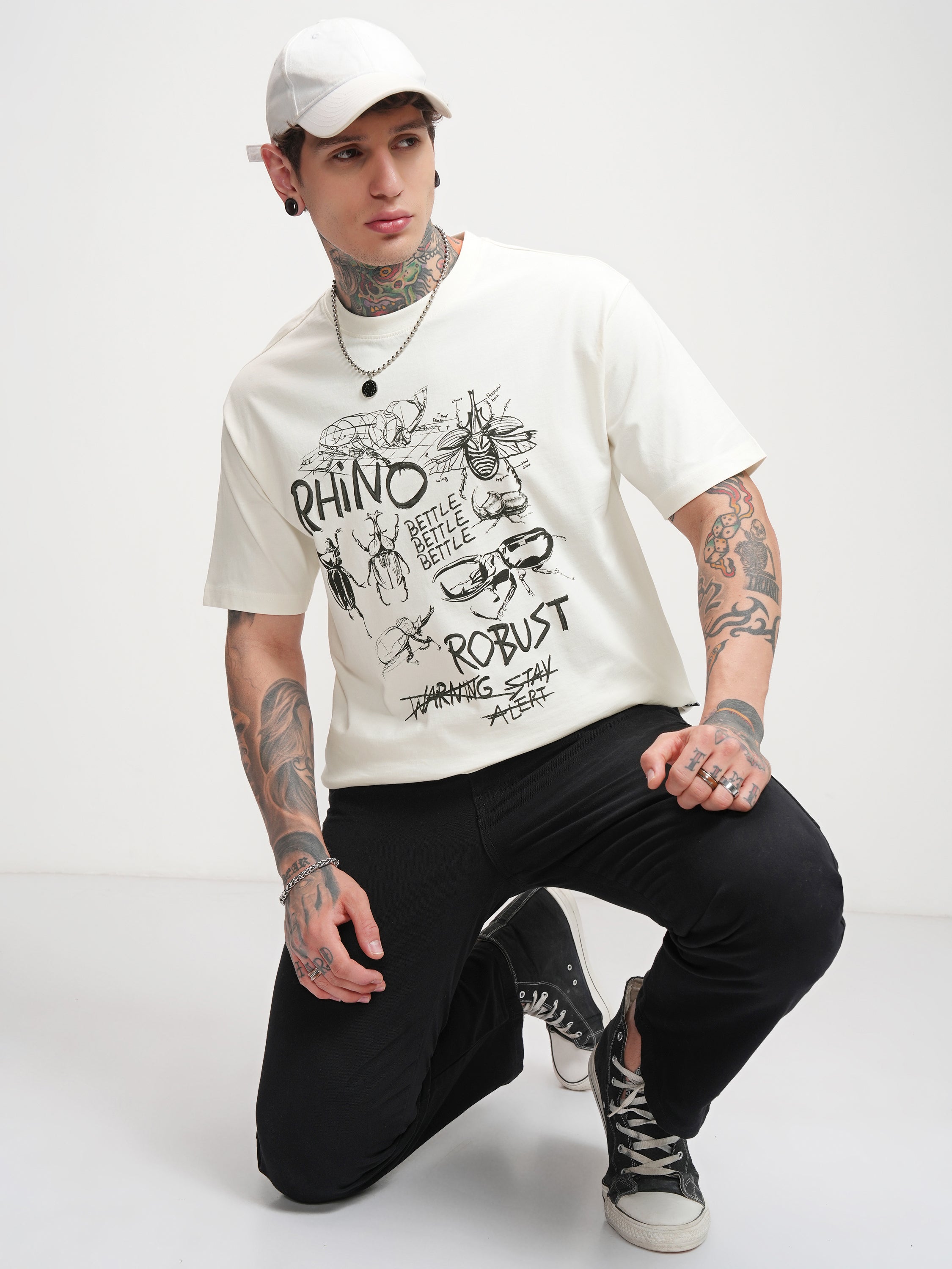 Highlander Men Off White Printed Round Neck T-Shirt - Off White - Image 2