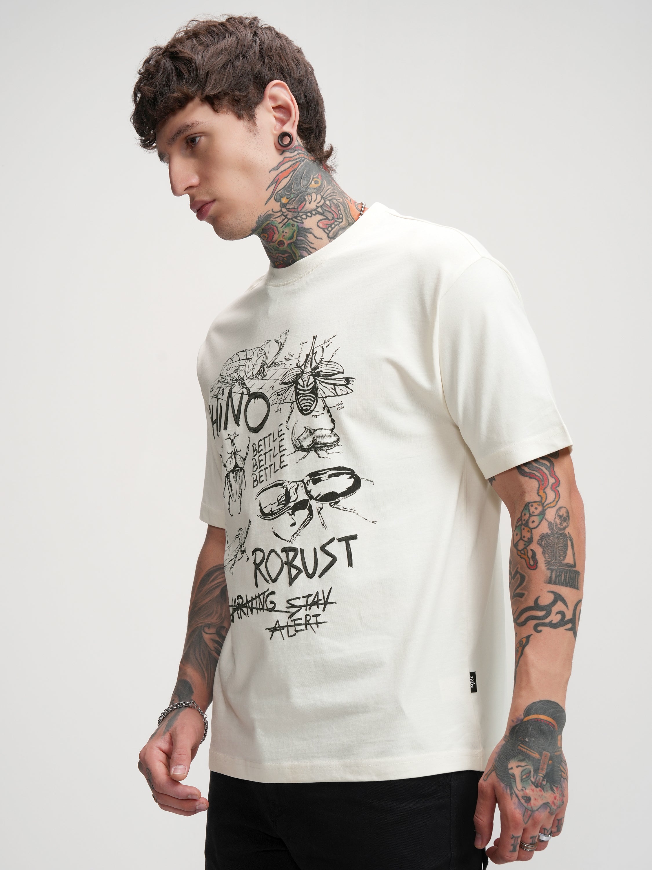 Highlander Men Off White Printed Round Neck T-Shirt - Off White - Image 4