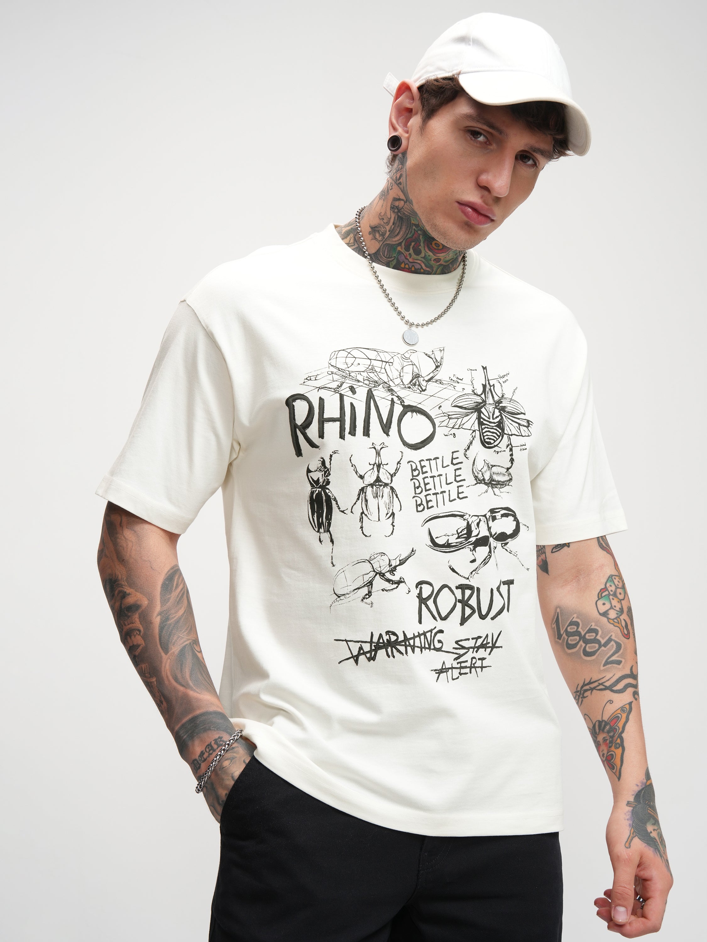 Highlander Men Off White Printed Round Neck T-Shirt - Off White - Image 6
