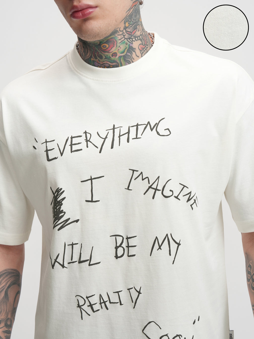 Highlander Men Off White Printed Round Neck Oversized Fit T-Shirt - Off White - Image 5