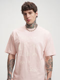 Highlander Men Pink Printed Round Neck Oversized Fit T-Shirt - Pink - Image 1