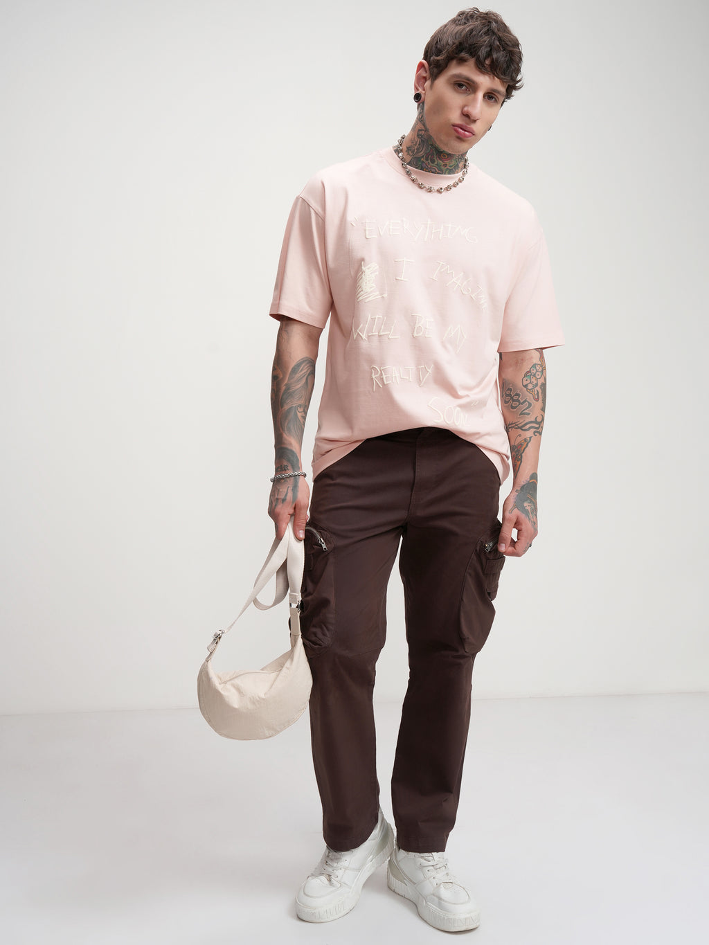 Highlander Men Pink Printed Round Neck Oversized Fit T-Shirt - Pink - Image 2