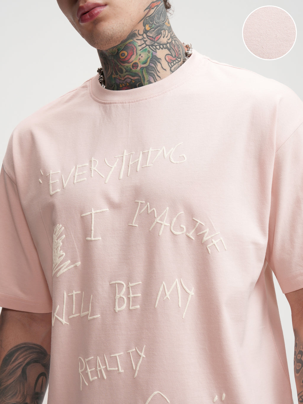 Highlander Men Pink Printed Round Neck Oversized Fit T-Shirt - Pink - Image 5