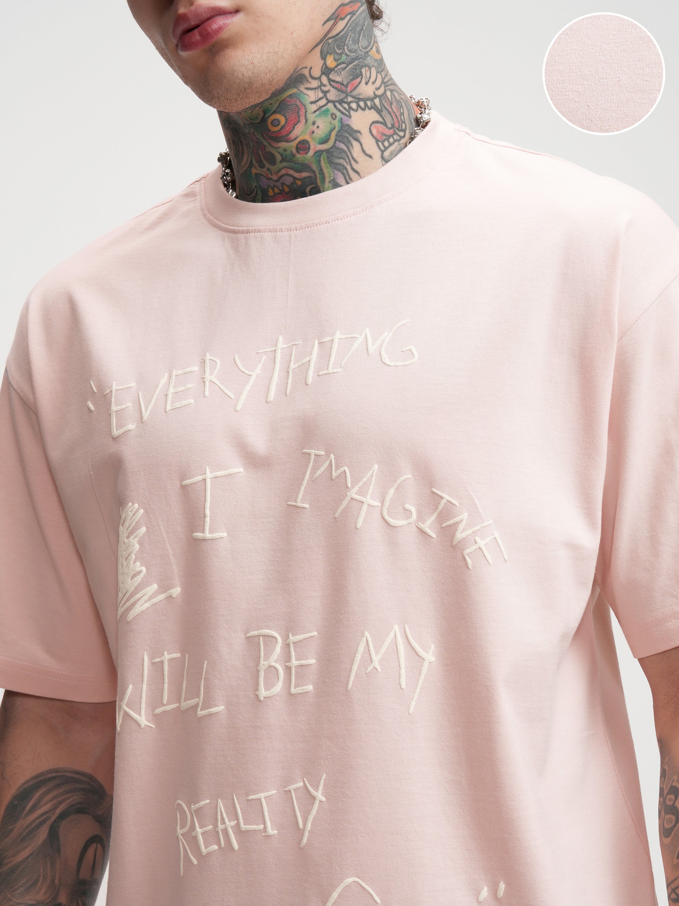Highlander Men Pink Printed Round Neck Oversized Fit T-Shirt - Pink - Image 5