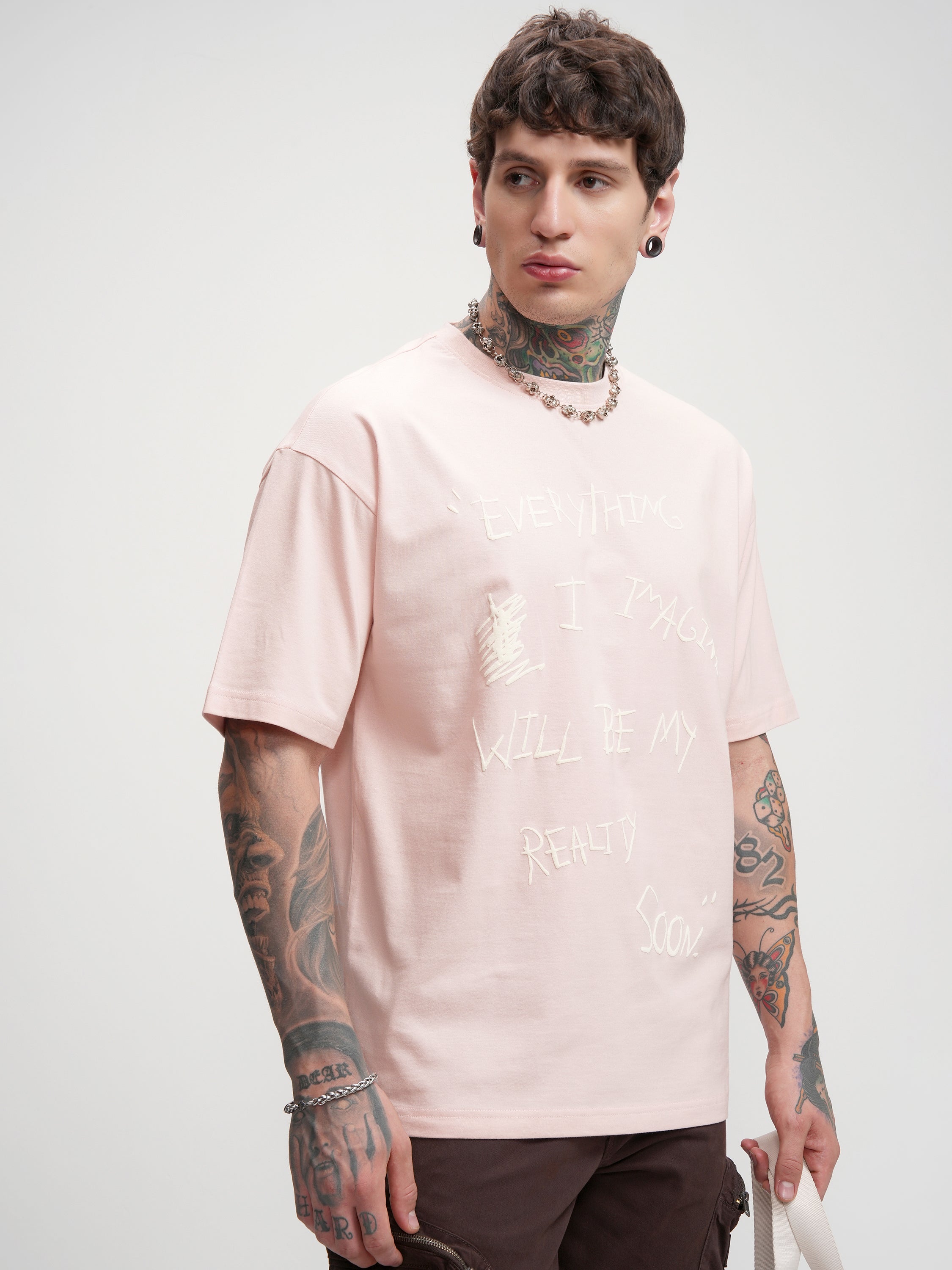 Highlander Men Pink Printed Round Neck Oversized Fit T-Shirt - Pink - Image 6