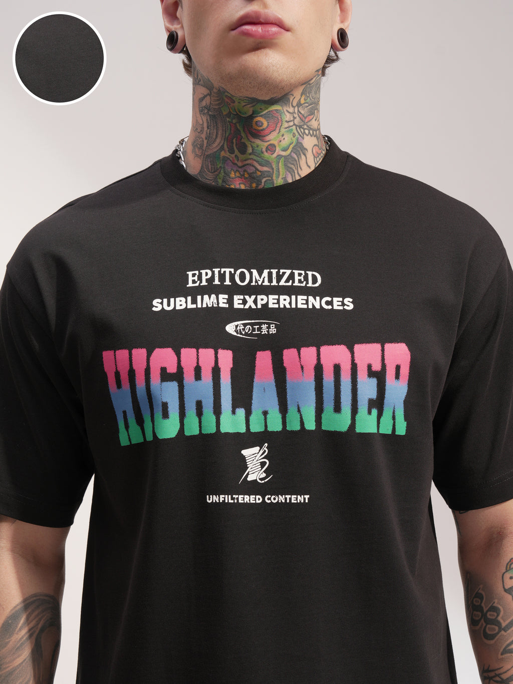 Highlander Men Black Printed Round Neck T-Shirt - Black - Image 5