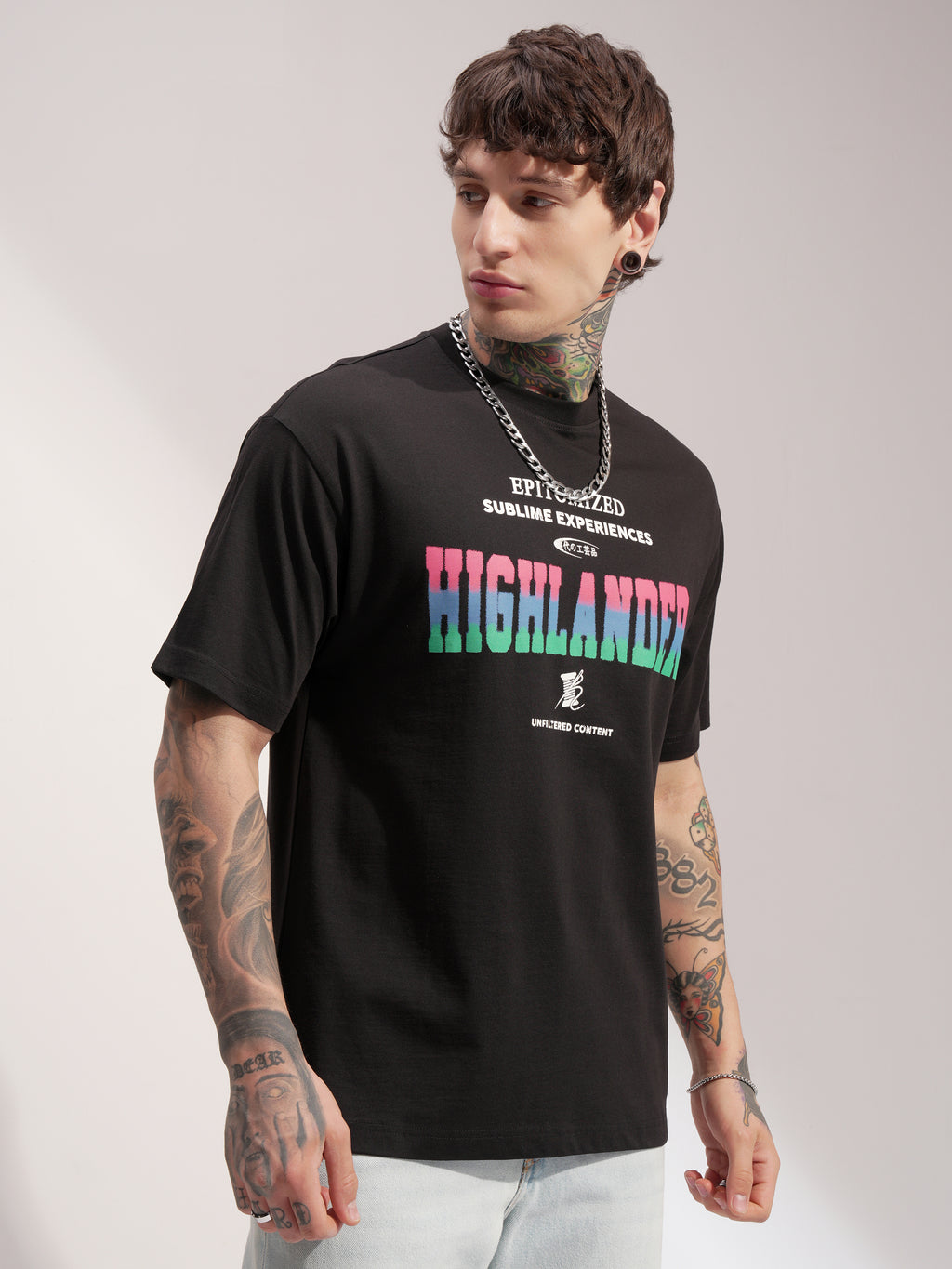 Highlander Men Black Printed Round Neck T-Shirt - Black - Image 6
