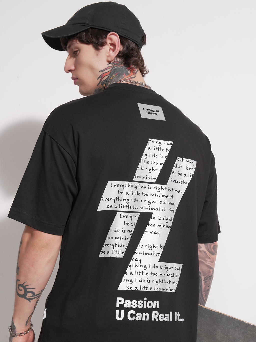 Highlander Men Black Printed Round Neck Oversized Fit T-Shirt - Black - Image 1