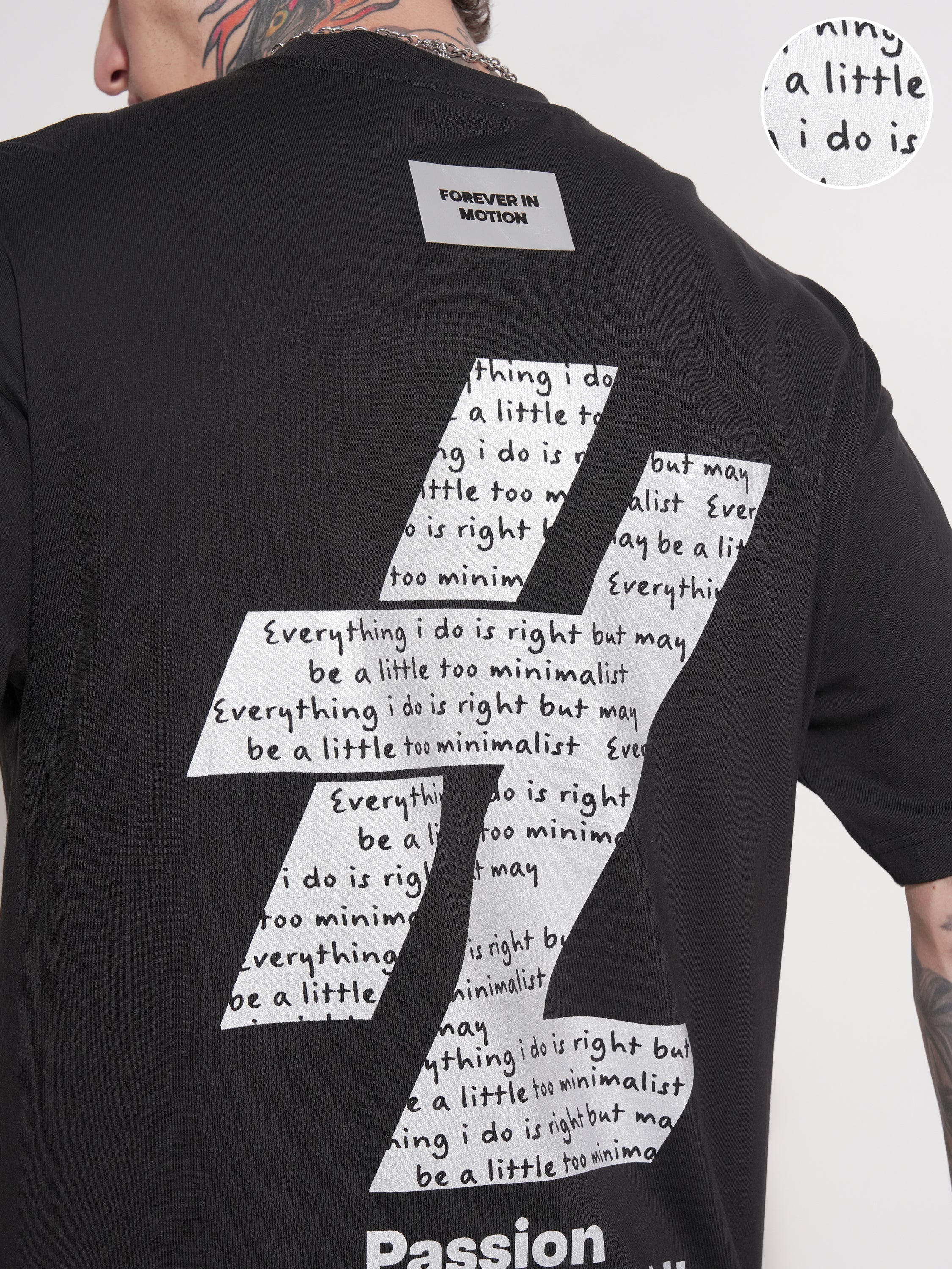 Highlander Men Black Printed Round Neck Oversized Fit T-Shirt - Black - Image 5
