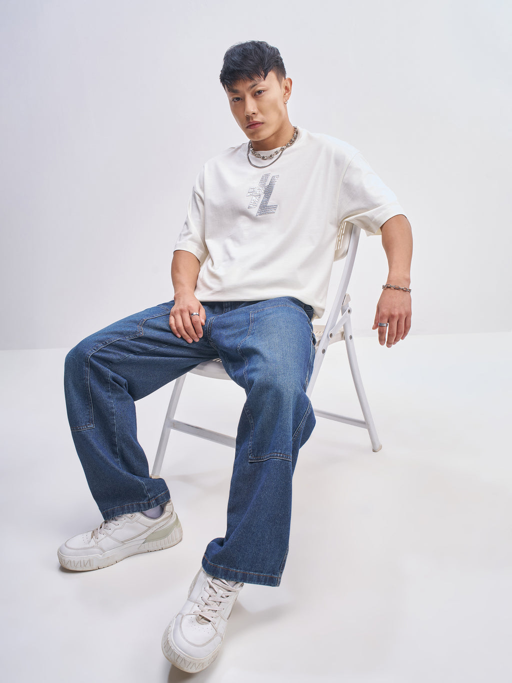 Highlander Men Off White Printed Round Neck Oversized Fit T-Shirt - Off White - Image 2