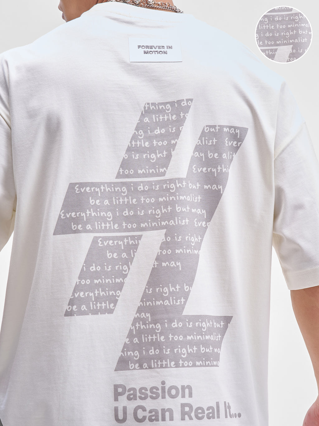 Highlander Men Off White Printed Round Neck Oversized Fit T-Shirt - Off White - Image 5