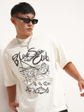 Highlander Men Off White Printed Round Neck Oversized Fit T-Shirt - Off White - Image 1