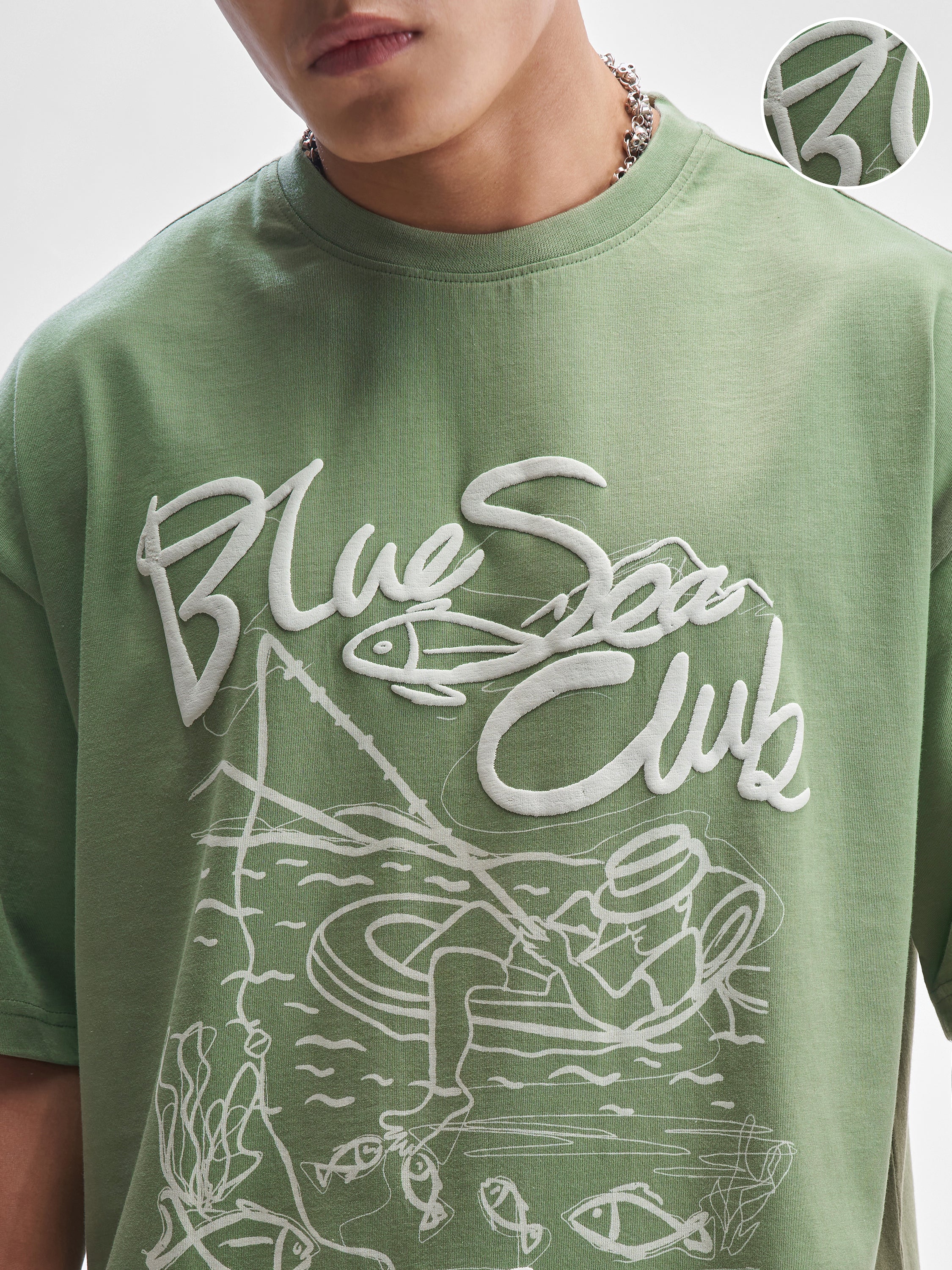 Highlander Men Green Printed Round Neck Oversized Fit T-Shirt - Green - Image 5