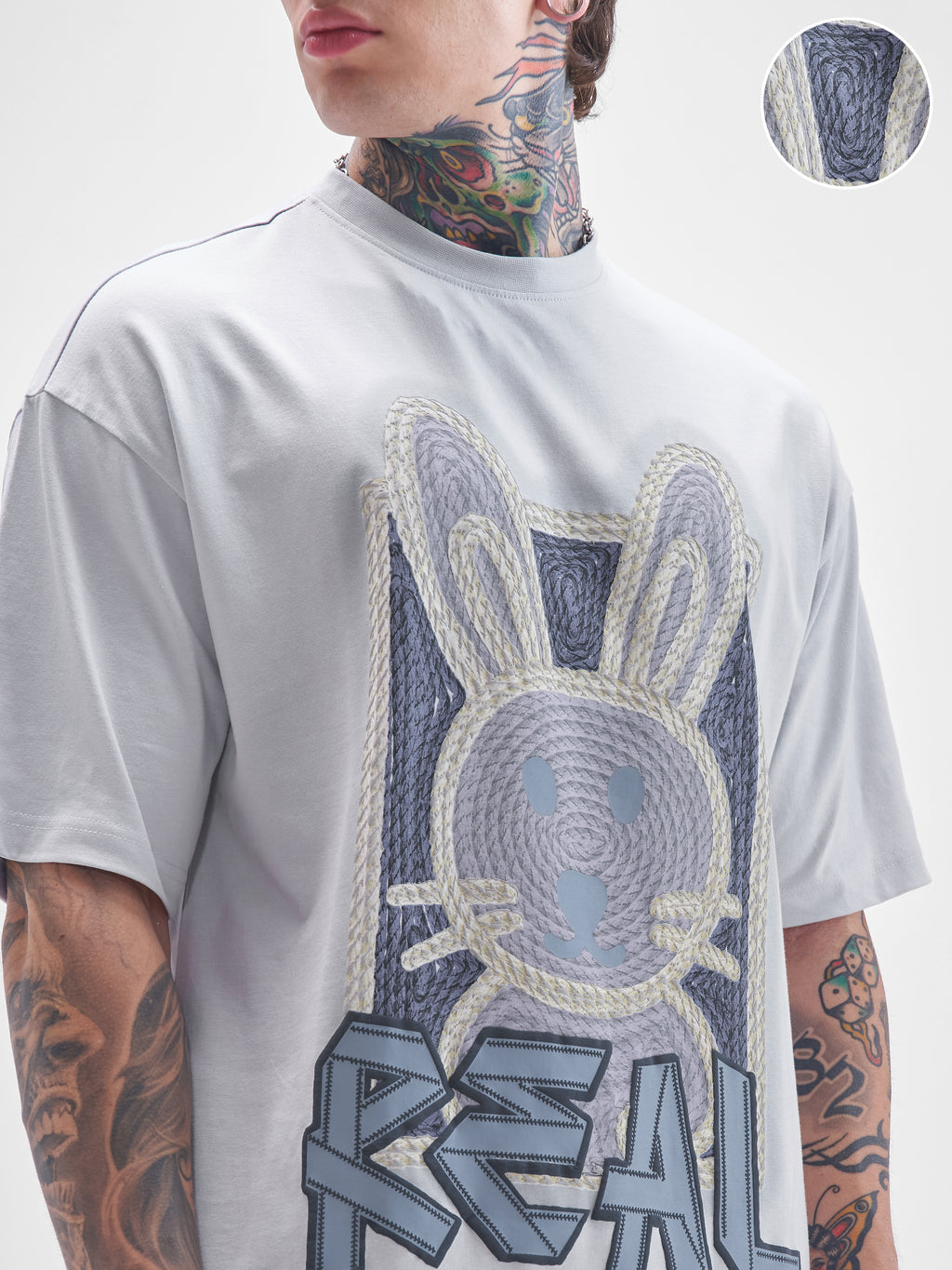 Highlander Men Grey Printed Round Neck Oversized Fit T-Shirt - Grey - Image 5