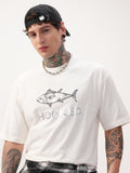 Highlander Men Off White Printed Round Neck Oversized Fit T-Shirt - Off White - Image 1