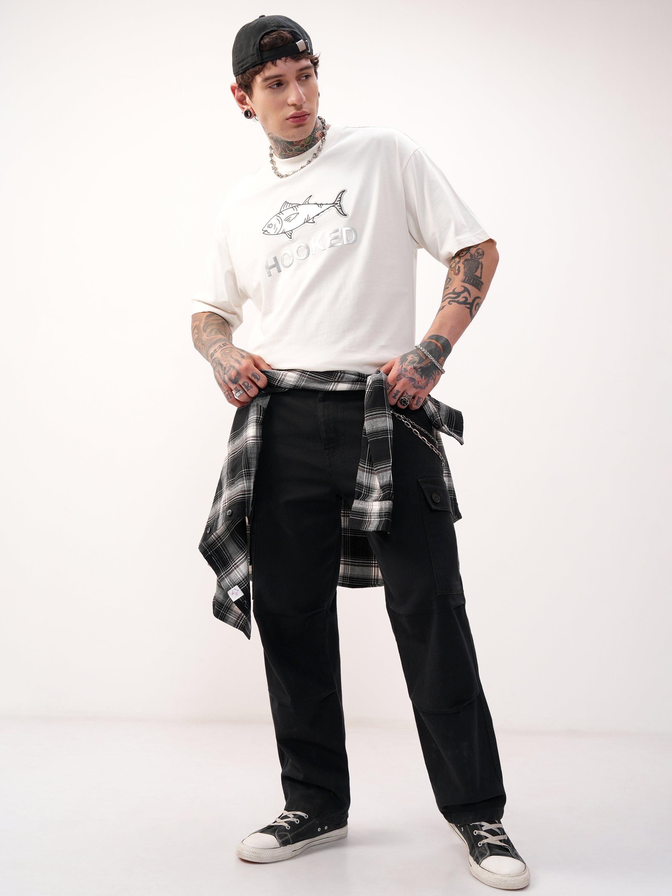 Highlander Men Off White Printed Round Neck Oversized Fit T-Shirt - Off White - Image 2