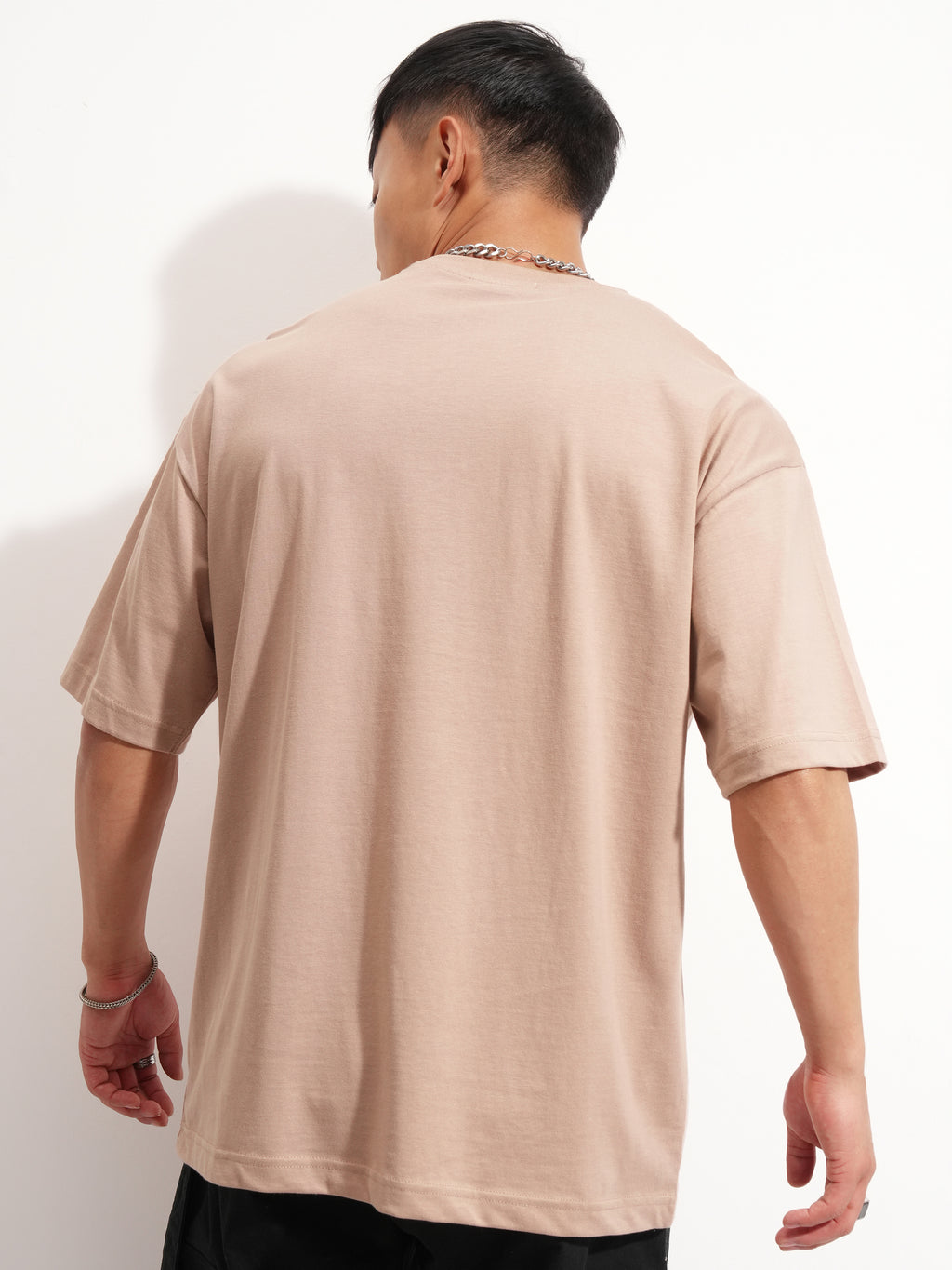 Highlander Men Tan Printed Round Neck Oversized Fit T-Shirt - Tan - Image 3