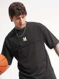 Highlander Men Black Printed Round Neck Oversized Fit T-Shirt - Black - Image 1