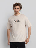 Highlander Men Beige Printed Round Neck Oversized Fit T-Shirt - Beige - Image 1