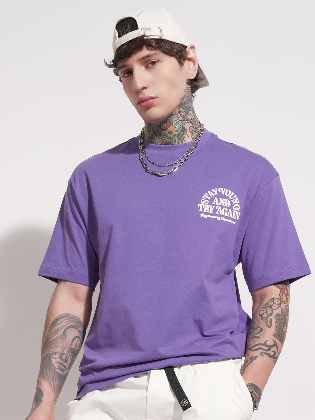 Highlander Men Purple Printed Round Neck T-Shirt - Purple - Image 3