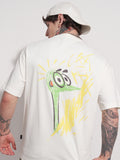 Highlander Men Off White Printed Round Neck Oversized Fit T-Shirt - Off White - Image 1