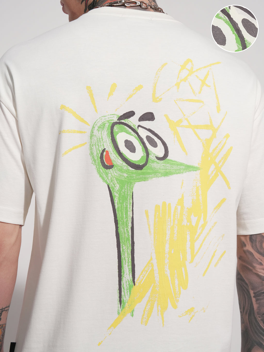 Highlander Men Off White Printed Round Neck Oversized Fit T-Shirt - Off White - Image 5