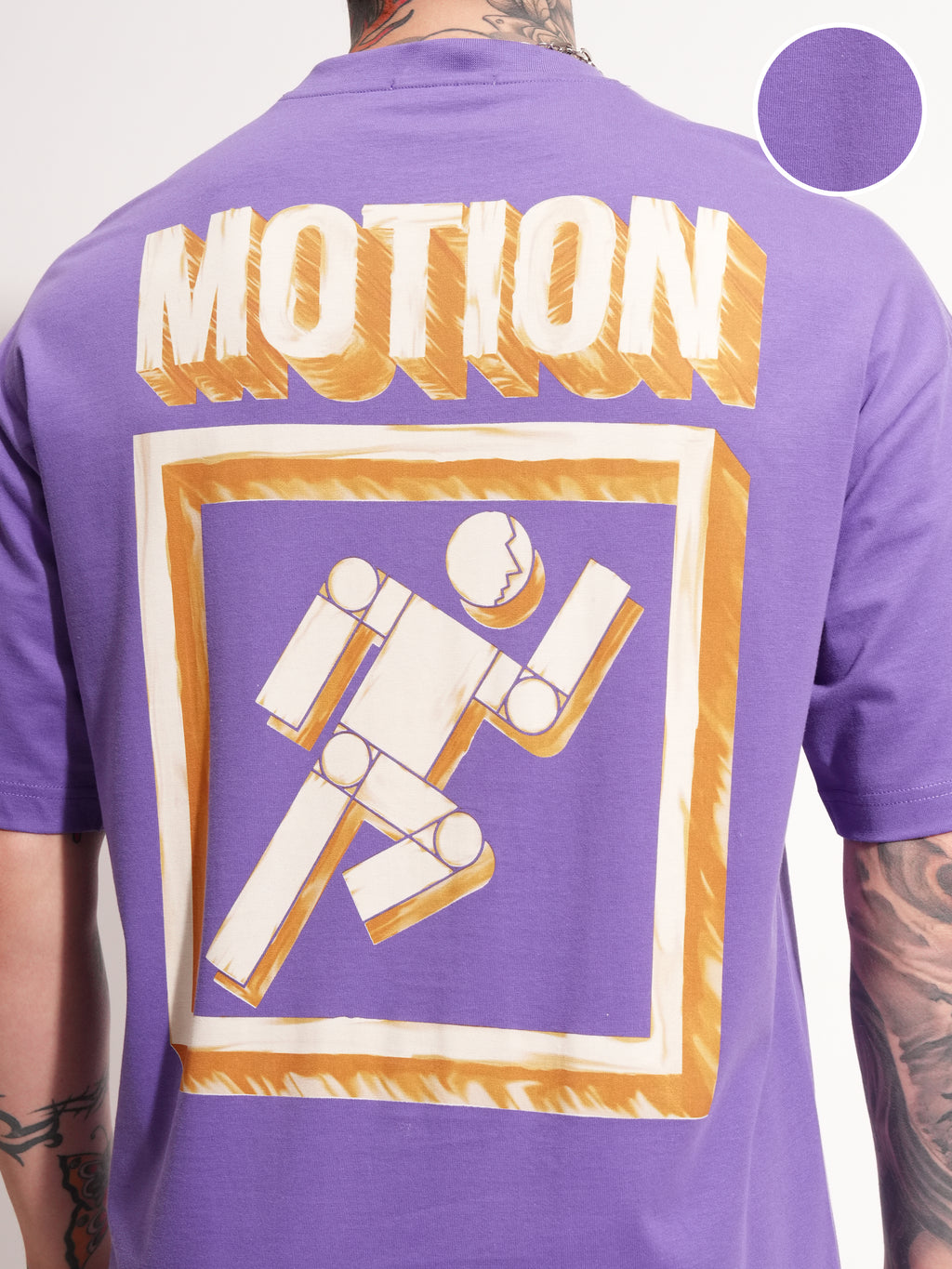 Highlander Men Purple Printed Round Neck Oversized Fit T-Shirt - Purple - Image 5
