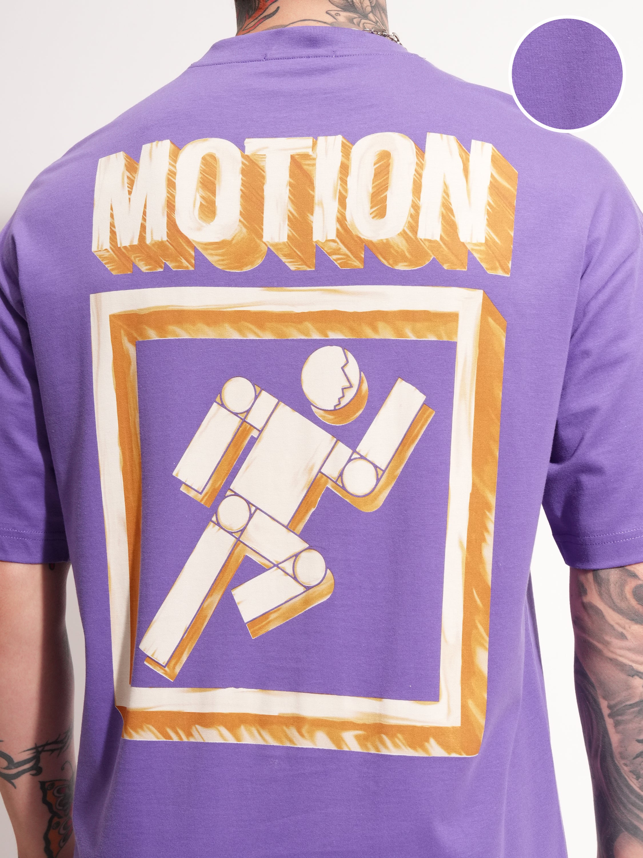Highlander Men Purple Printed Round Neck Oversized Fit T-Shirt - Purple - Image 5