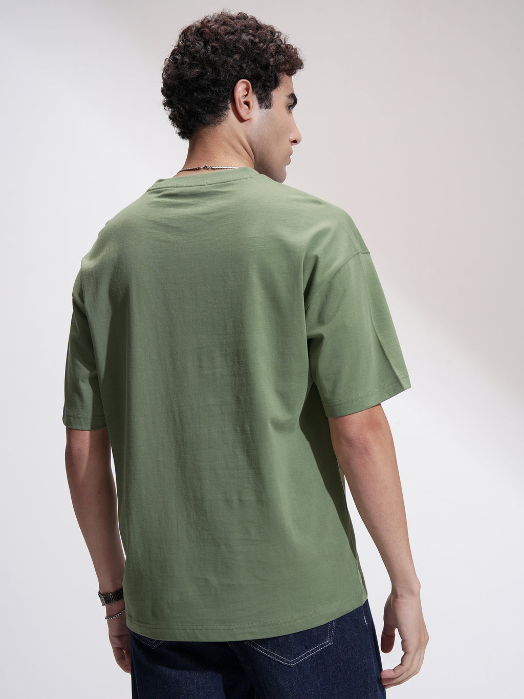Highlander Men Green Printed Round Neck Oversized Fit T-Shirt - Green - Image 3