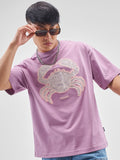 Highlander Men Lavender Applique Round Neck Oversized Fit T-Shirt - Lavender - Image 1