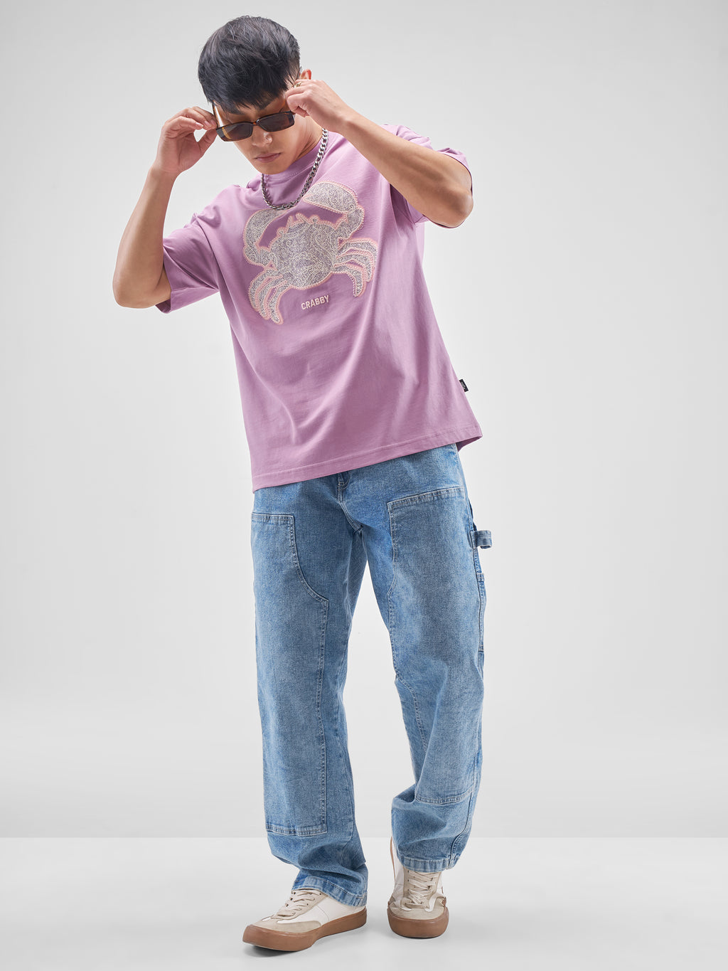 Highlander Men Lavender Applique Round Neck Oversized Fit T-Shirt - Lavender - Image 2