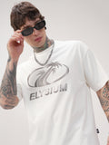 Highlander Men Off White Printed Round Neck Oversized Fit T-Shirt - Off White - Image 1
