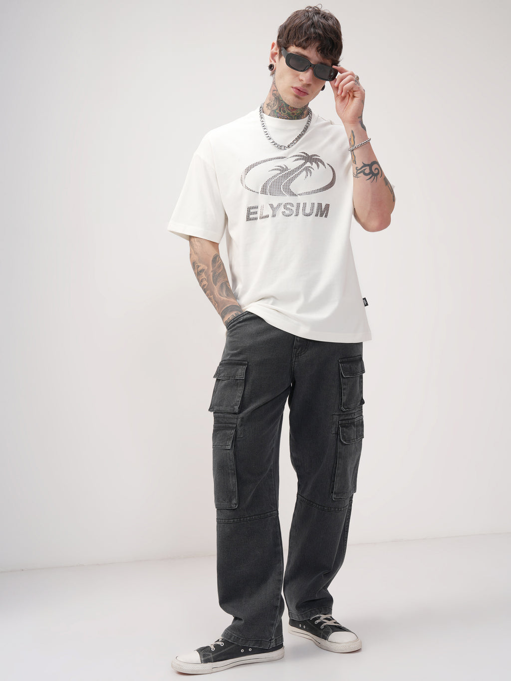 Highlander Men Off White Printed Round Neck Oversized Fit T-Shirt - Off White - Image 2