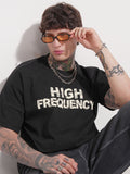Highlander Men Black Printed Round Neck Oversized Fit T-Shirt - Black - Image 1