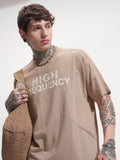 Highlander Men Tan Printed Round Neck Oversized Fit T-Shirt - Tan - Image 1