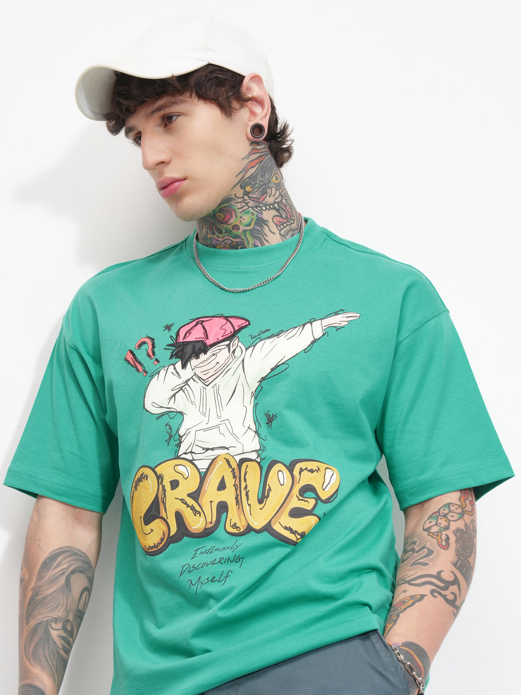 Highlander Men Turquoise Printed Round Neck Oversized Fit T-Shirt - Turquoise - Image 1