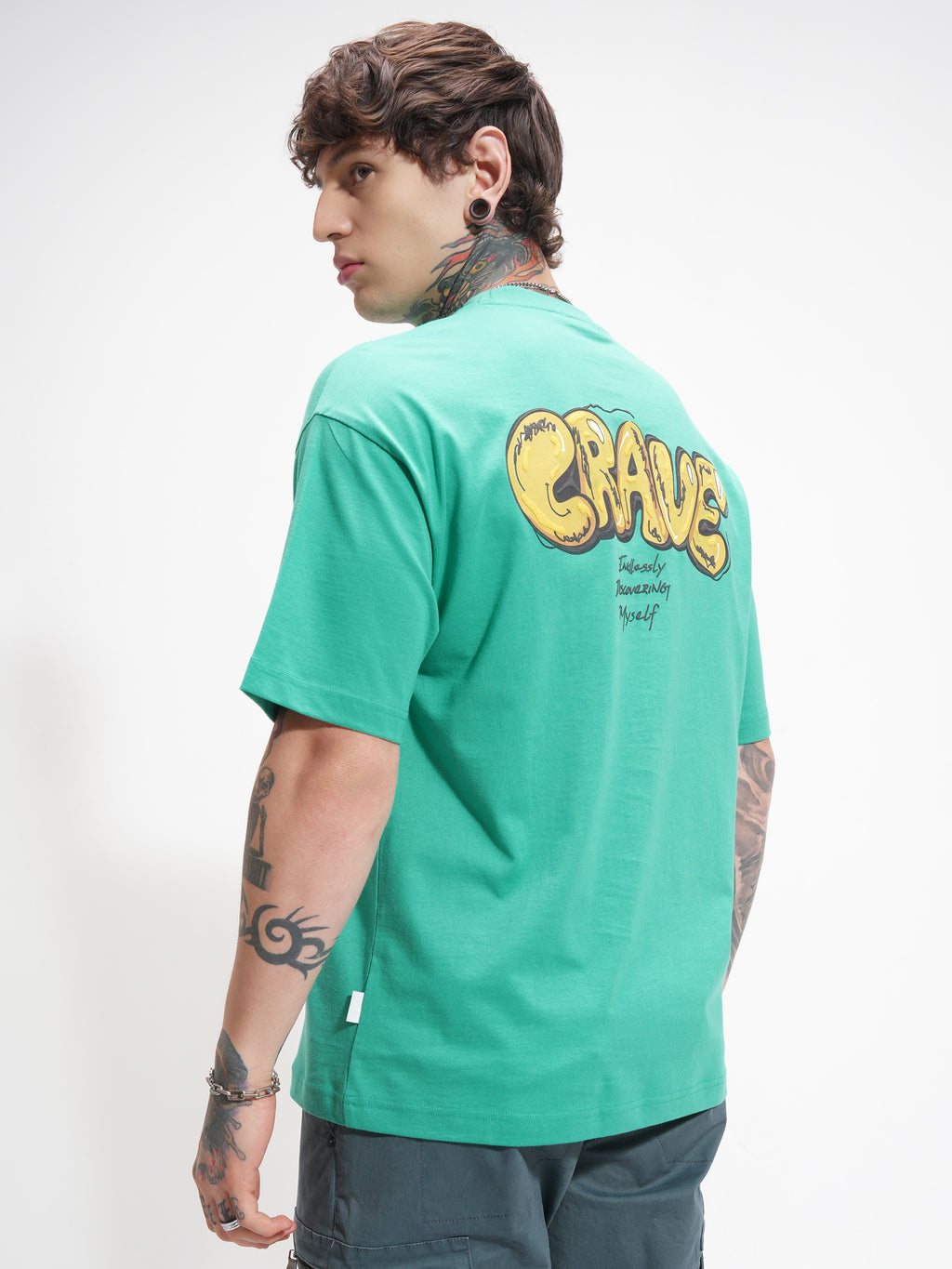 Highlander Men Turquoise Printed Round Neck Oversized Fit T-Shirt - Turquoise - Image 3