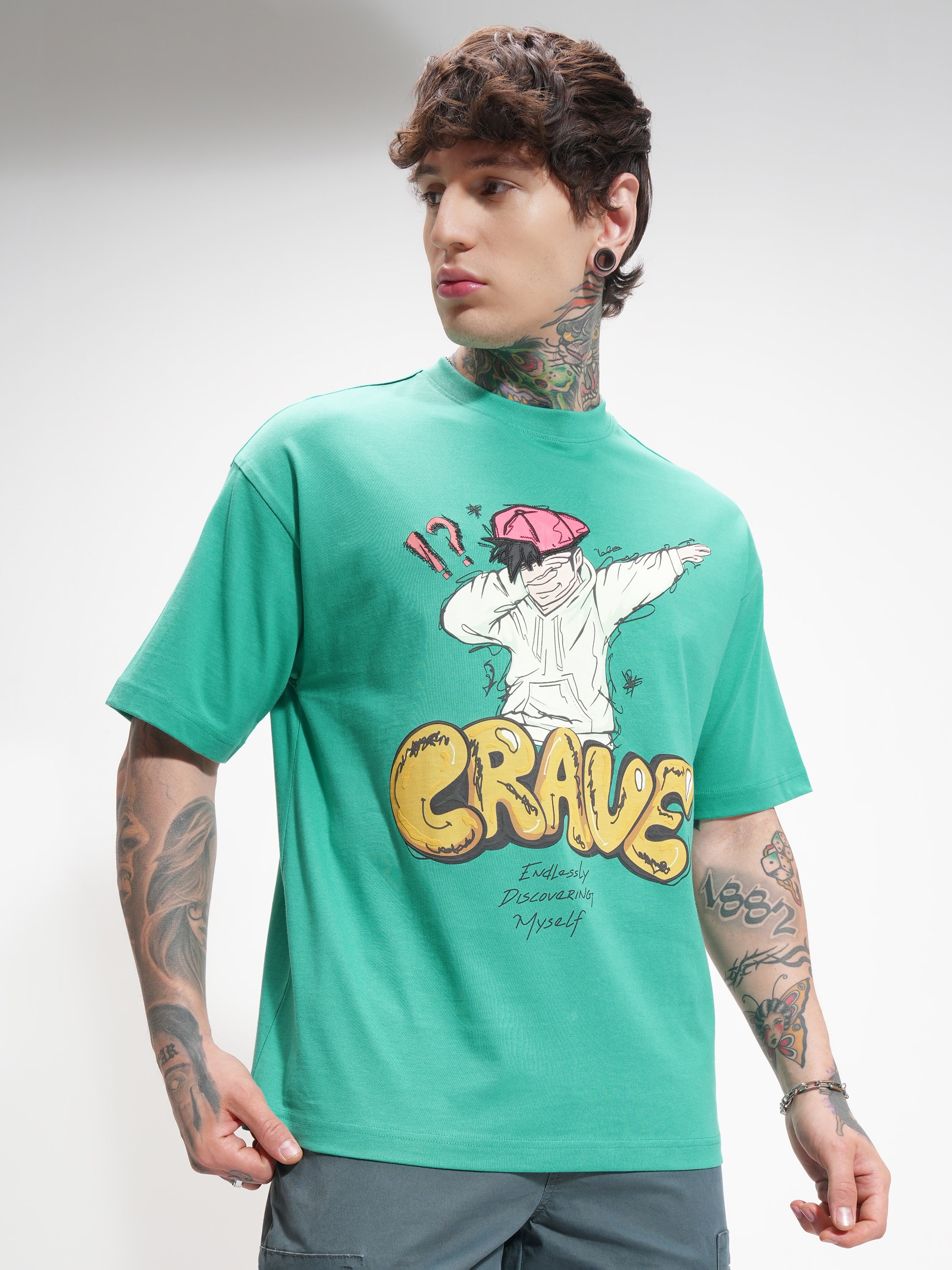 Highlander Men Turquoise Printed Round Neck Oversized Fit T-Shirt - Turquoise - Image 6