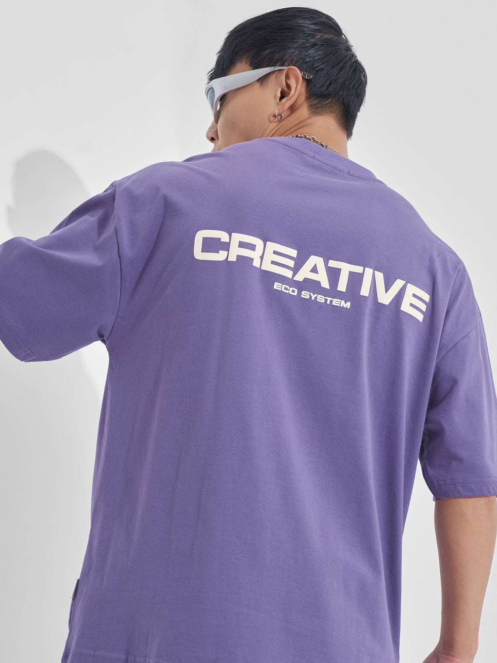 Highlander Men Purple Printed Round Neck Oversized Fit T-Shirt - Purple - Image 1