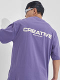 Highlander Men Purple Printed Round Neck Oversized Fit T-Shirt - Purple - Image 1
