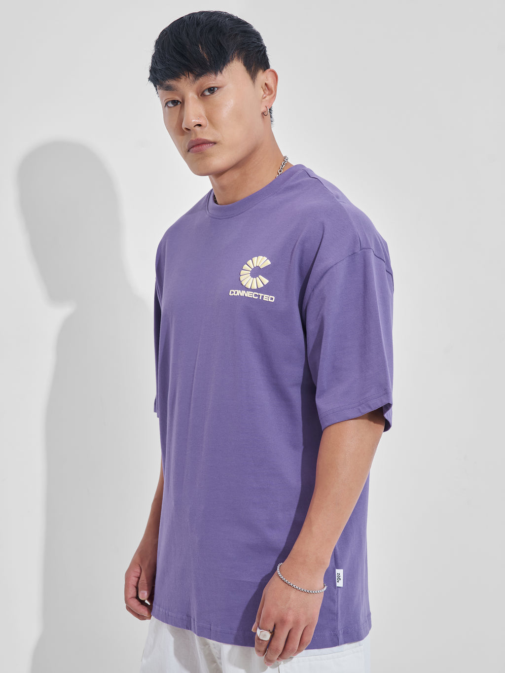 Highlander Men Purple Printed Round Neck Oversized Fit T-Shirt - Purple - Image 4