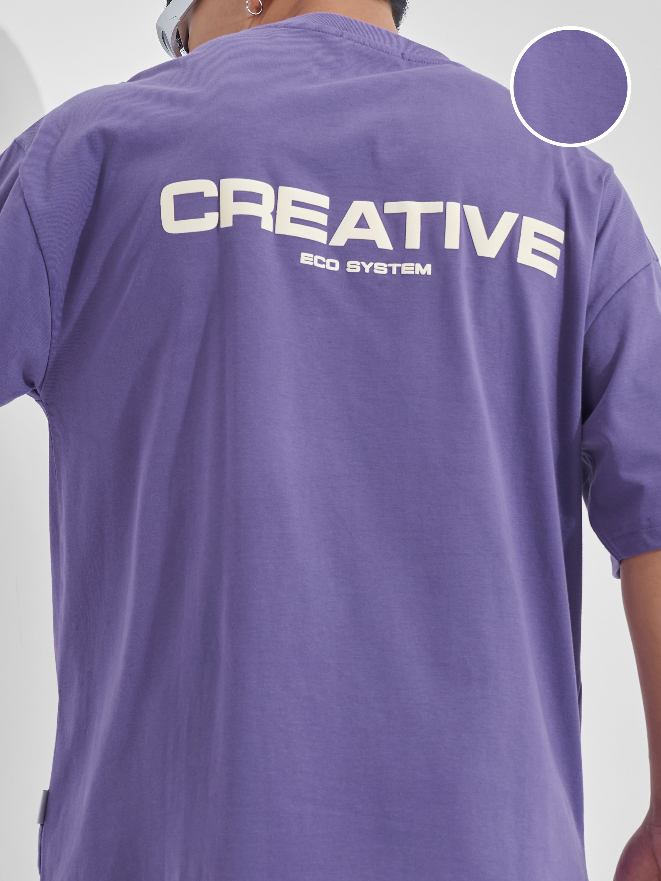 Highlander Men Purple Printed Round Neck Oversized Fit T-Shirt - Purple - Image 5