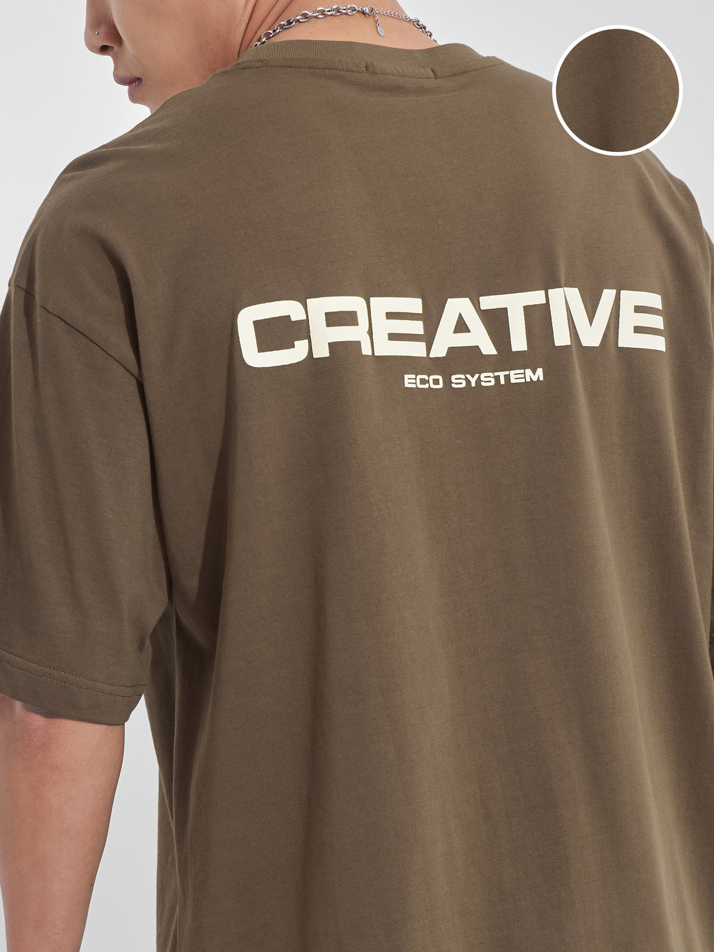 Highlander Men Khaki Printed Round Neck Oversized Fit T-Shirt - Khaki - Image 5