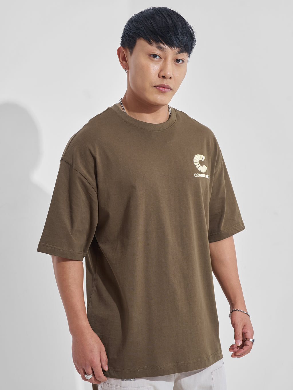 Highlander Men Khaki Printed Round Neck Oversized Fit T-Shirt - Khaki - Image 6
