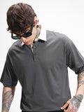 Highlander Men Grey Solid Polo Collar T-Shirt - Grey - Image 1