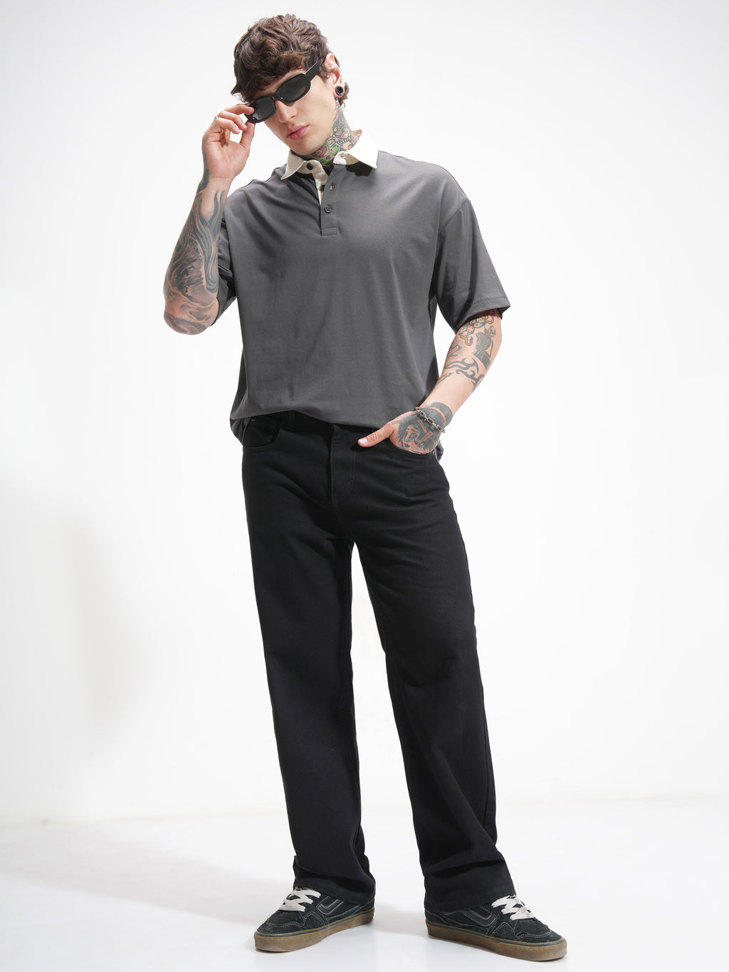 Highlander Men Grey Solid Polo Collar T-Shirt - Grey - Image 2