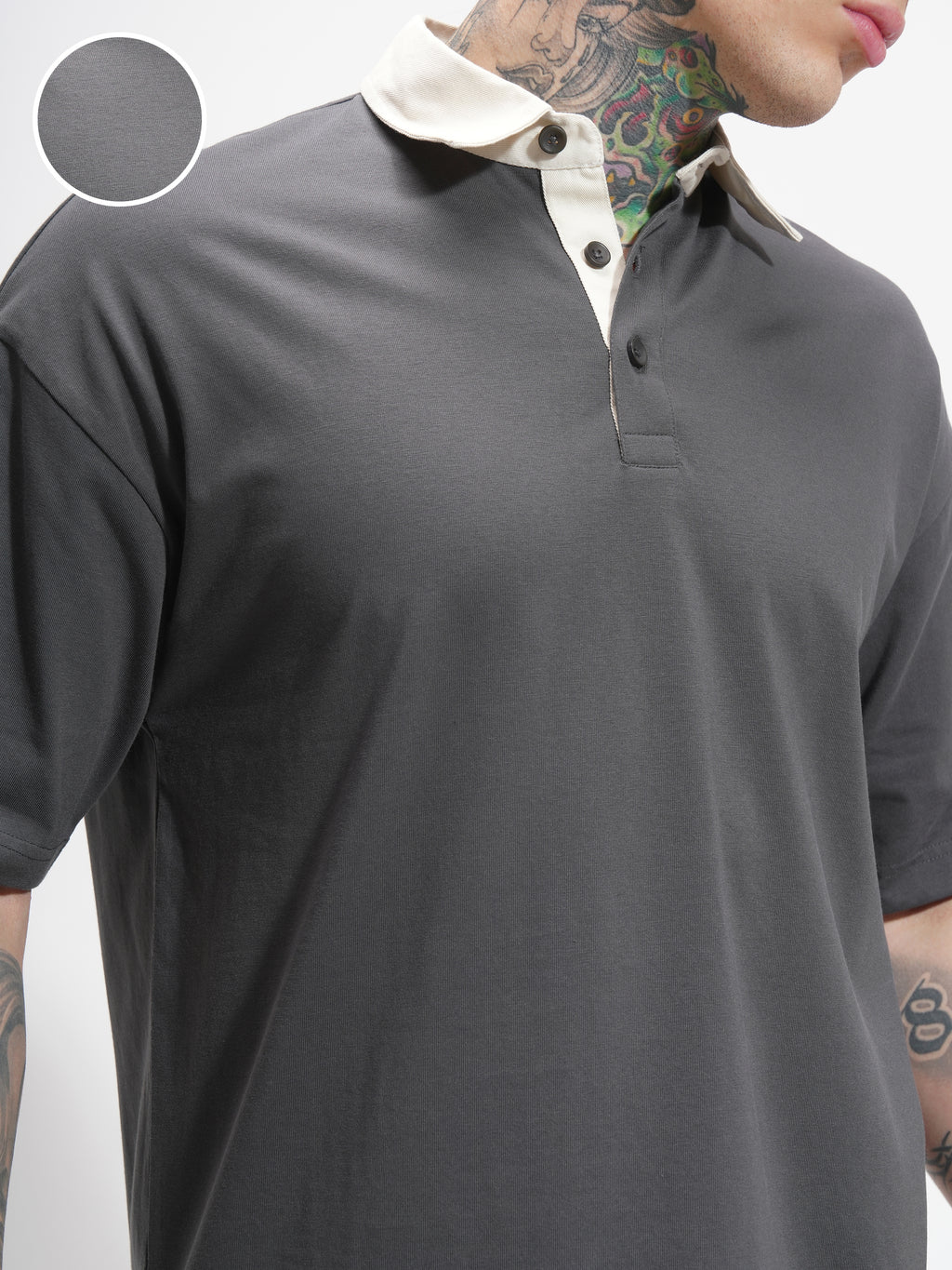 Highlander Men Grey Solid Polo Collar T-Shirt - Grey - Image 5