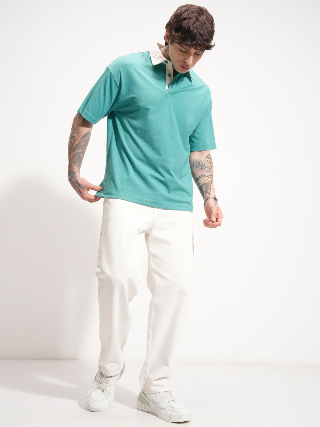 Highlander Men Green Solid Polo Collar T-Shirt - Green - Image 2